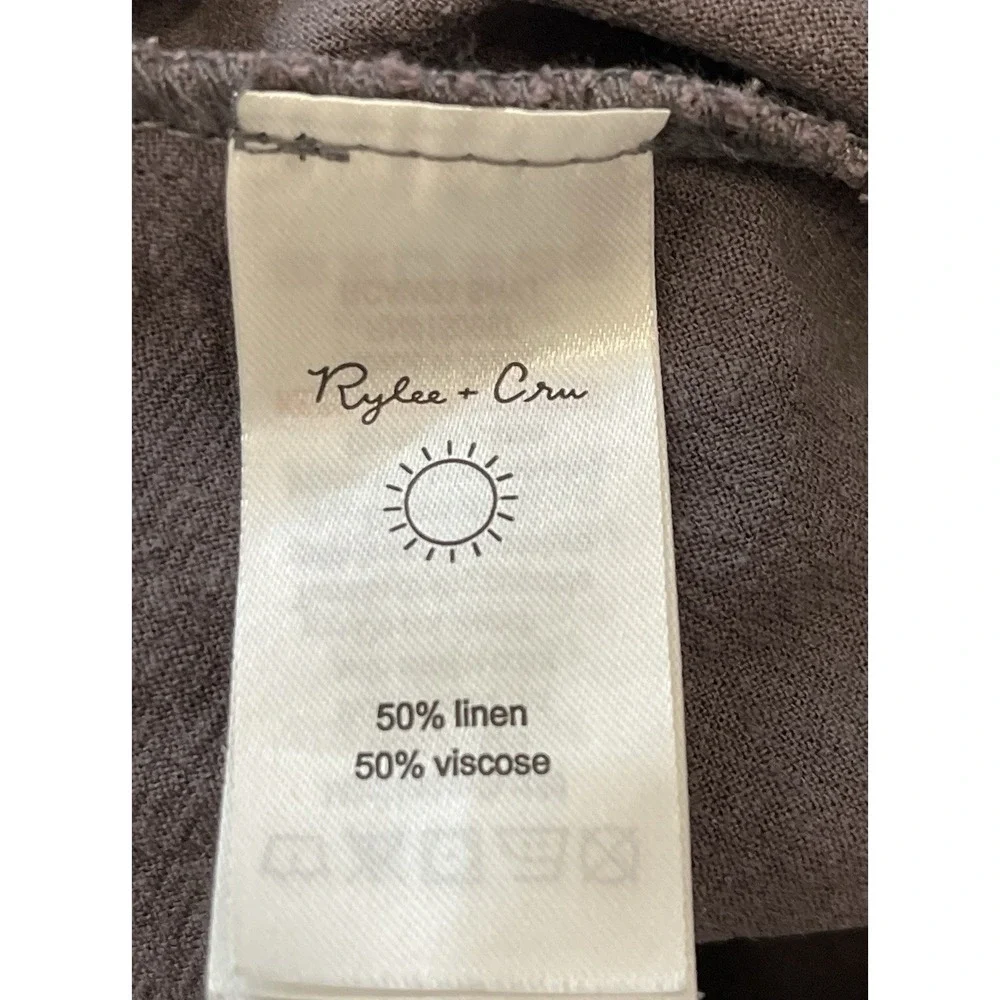 Rylee And‎ Cru Women's Linen Blend Polka Dot Dress Size S Milkmaid Coquette Grey
